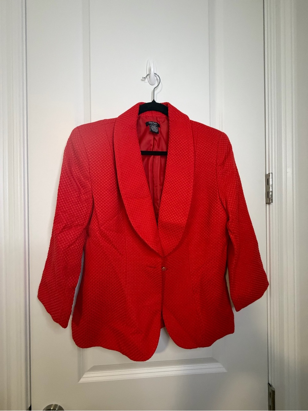 Bob Mackie Red Textured Shawl Collar Blazer Sophisticated Formal Size 8